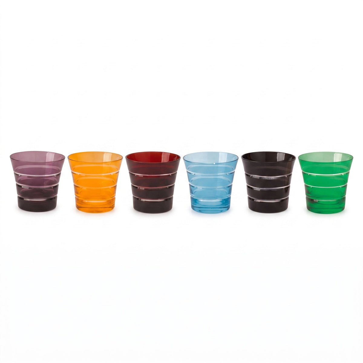 Deshoulières Mixed Color Whiskey Glass Set | Double Old Fashioned | Set of 6