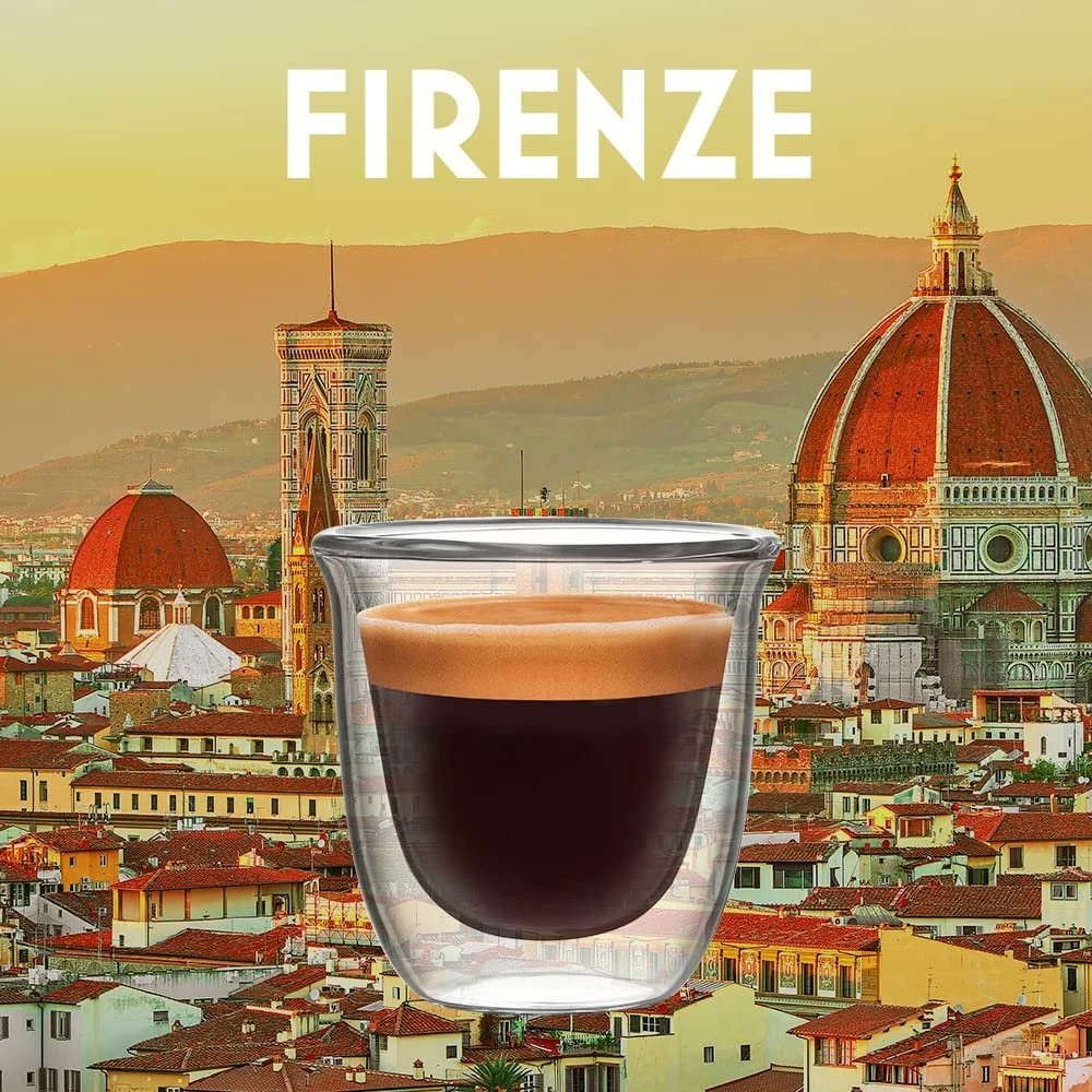 Bialetti Firenze double wall cappuccino glasses 200ml styled with cappuccino foam art