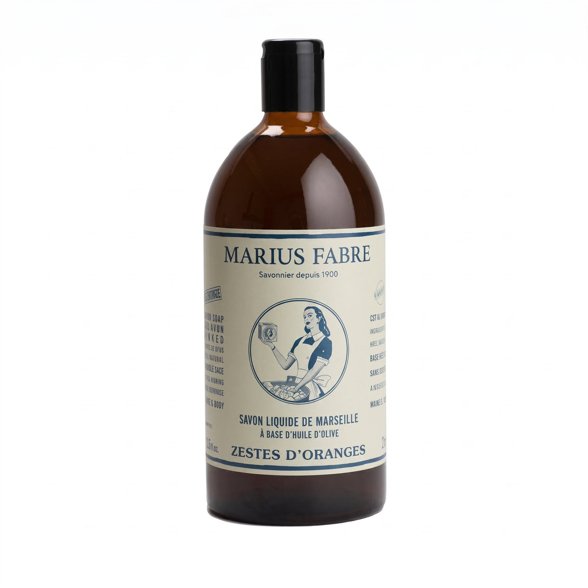 Marius Fabre Marseille Liquid Soap, Orange Zest, 1L Refill