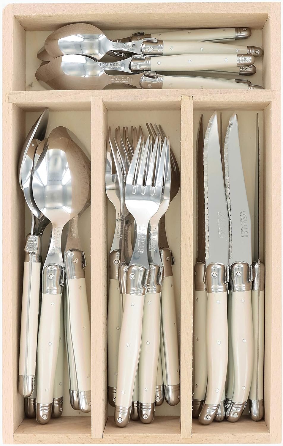 André Verdier Laguiole Debutant Flatware | Ivory Handle | Service for 6