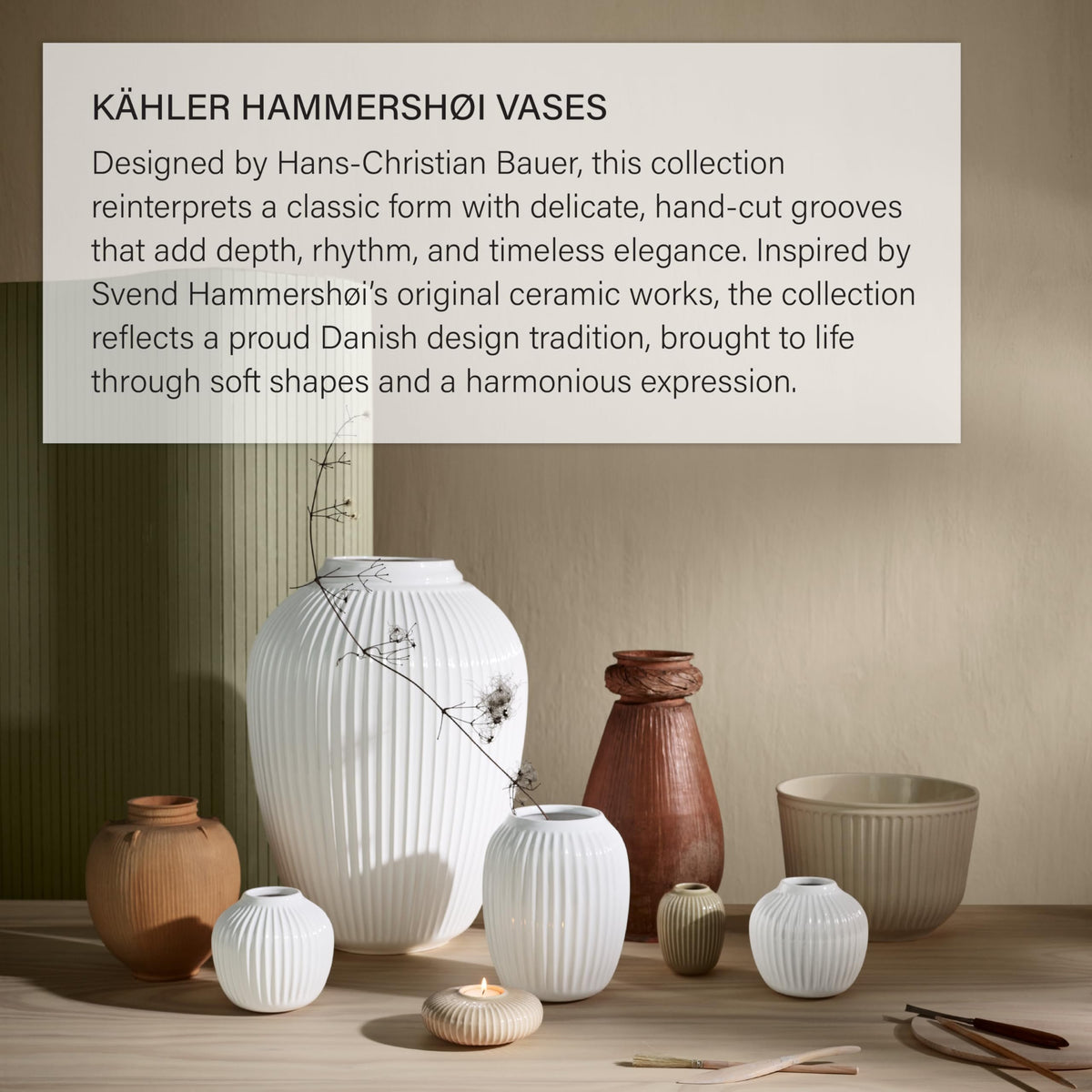 Kahler Hammershoi Vase, White, 5.1" H x 5.3" D, Designed by Hans-Christian Bauer