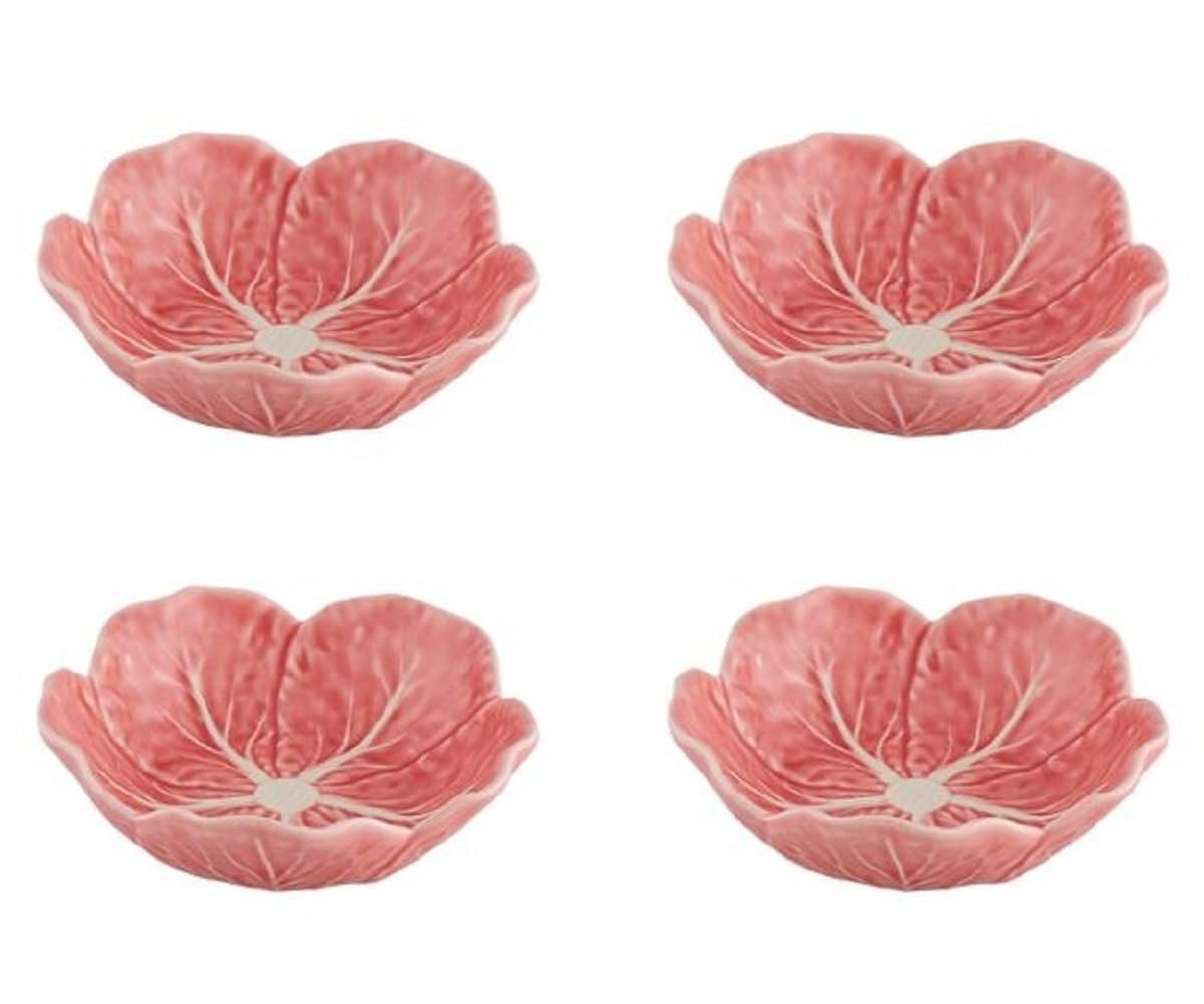 Bordallo Pinheiro Pink Cabbage Bowls | Set of 4 | 4.7" D