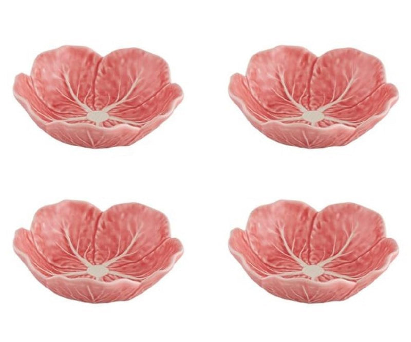 Bordallo Pinheiro Pink Cabbage Bowls | Set of 4 | 4.7" D