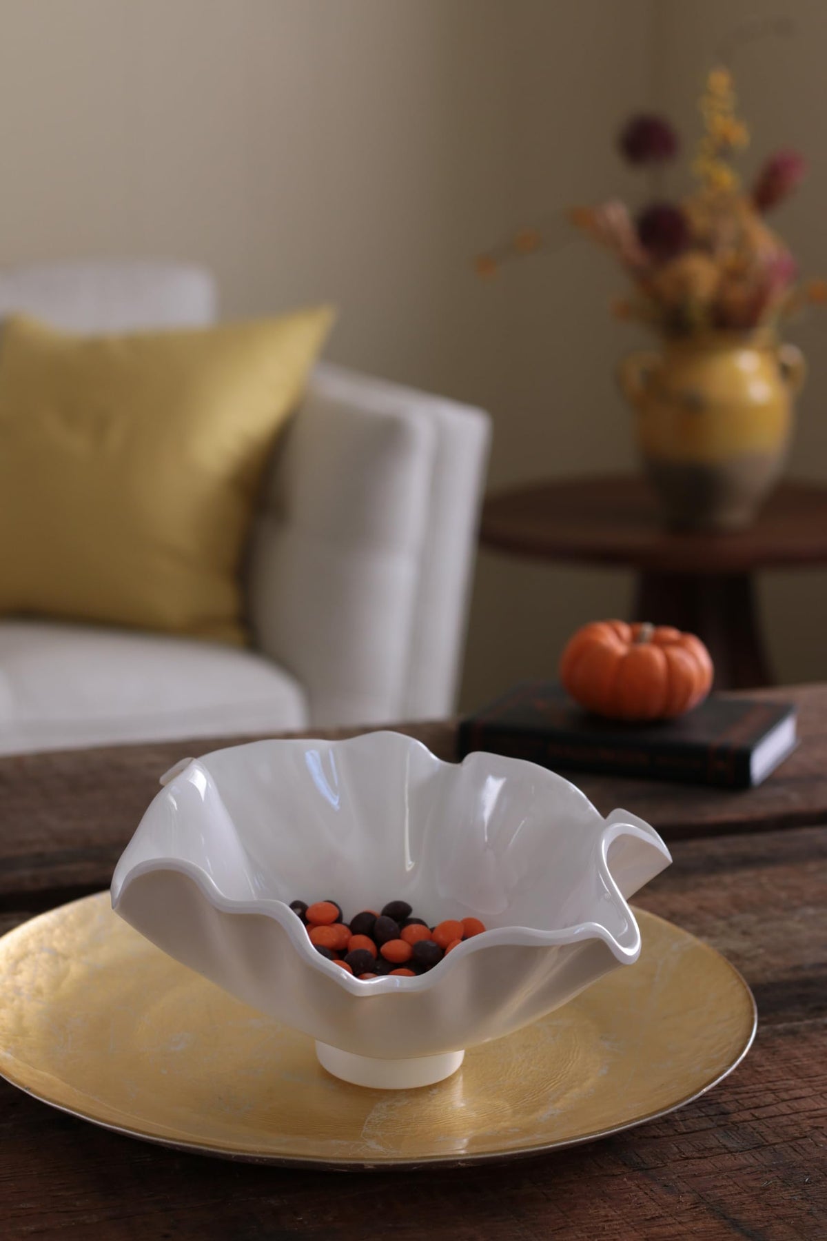 Beatriz Ball VIDA Bloom white melamine small deep bowl close-up petal ripple sculptural detail