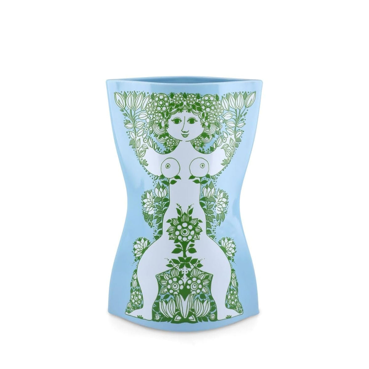 Bjorn Wiinblad Nina Vase, Light Blue and Green, 11.2" H