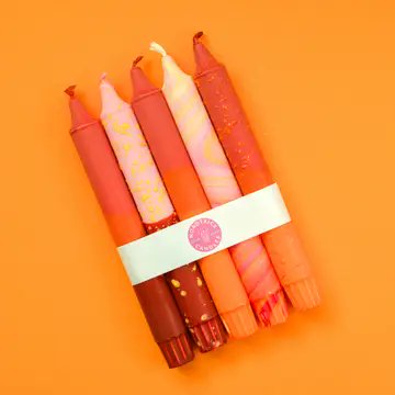 Nordtrice Autumn Orange Taper Candles – 5 Pack | Handmade Natural Wax