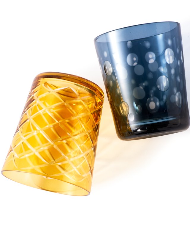 Set of 6 Pols Potten Cuttings Glasses – Vibrant Sandblasted Tumblers for Drinks