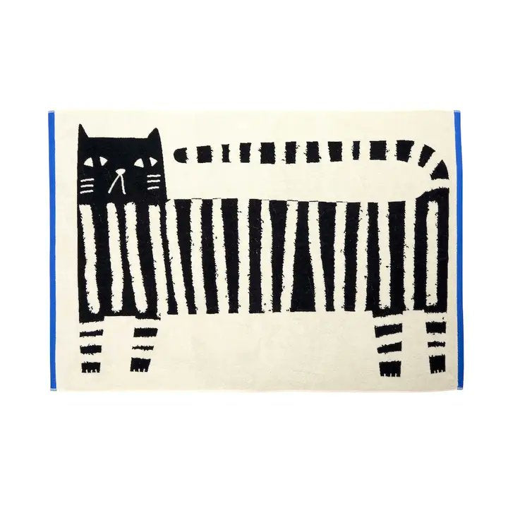 Donna Wilson Lazy Cat Towel | Soft Jacquard Cotton Towels