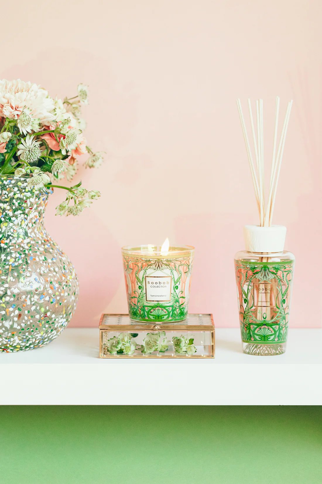 Baobab Tomorrowland My First Baobab Gift Box Green & Flower Candle & Diffuser