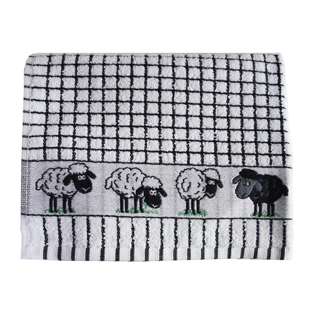 Samuel Lamont Poli-Dri Jacquard Cotton Kitchen Tea Towel | Set of 2 | Black Sheep