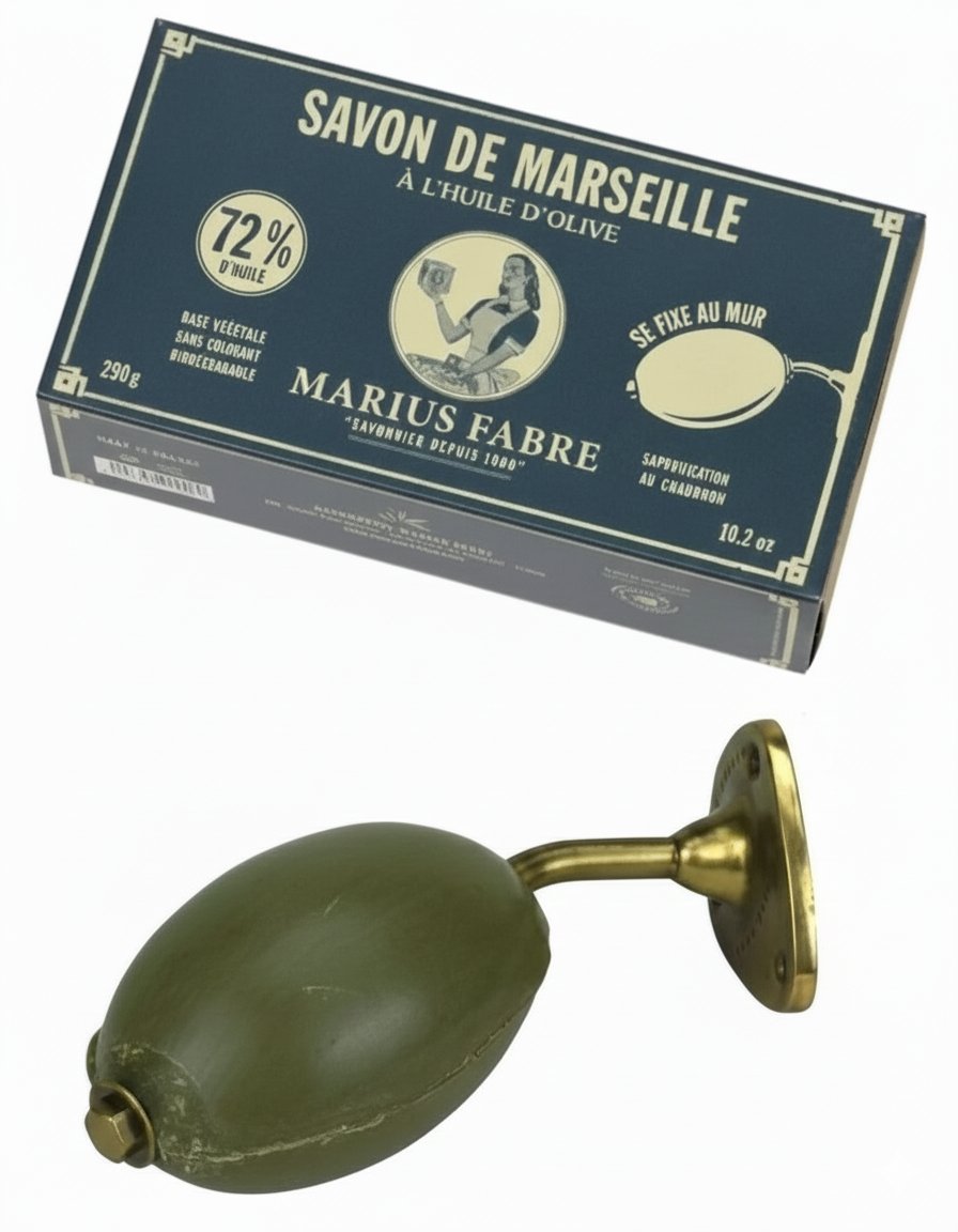 Marius Fabre Marseille Olive Oil Bar Soap on Rotary Holder Wall 