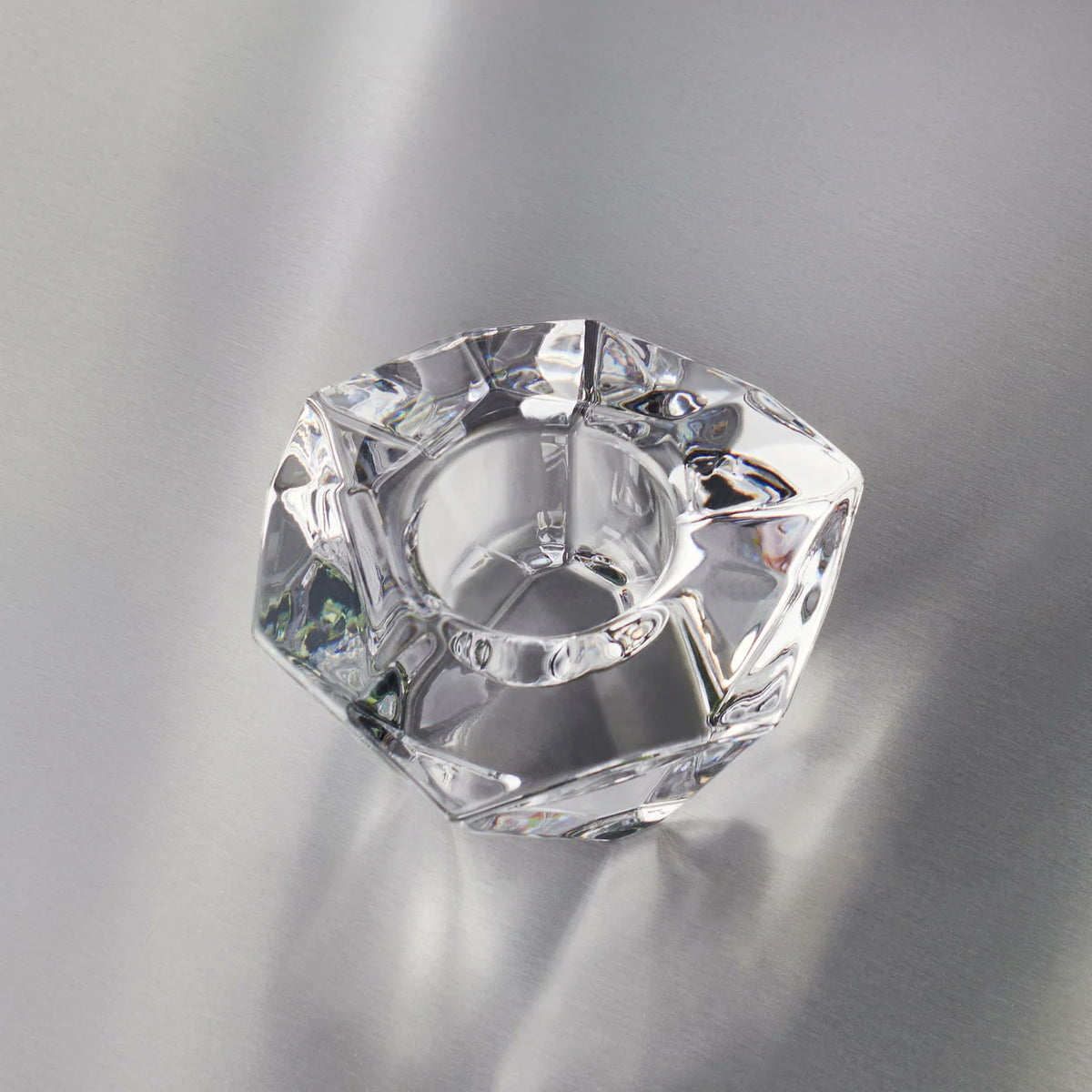Orrefors Precious Votive close-up showing asymmetrical facet detail