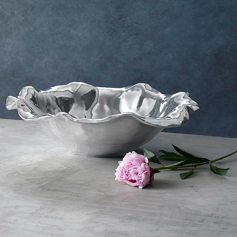 Beatriz Ball VENTO Alba Large Decorative Bowl Silver Wave Design Aluminum Alloy