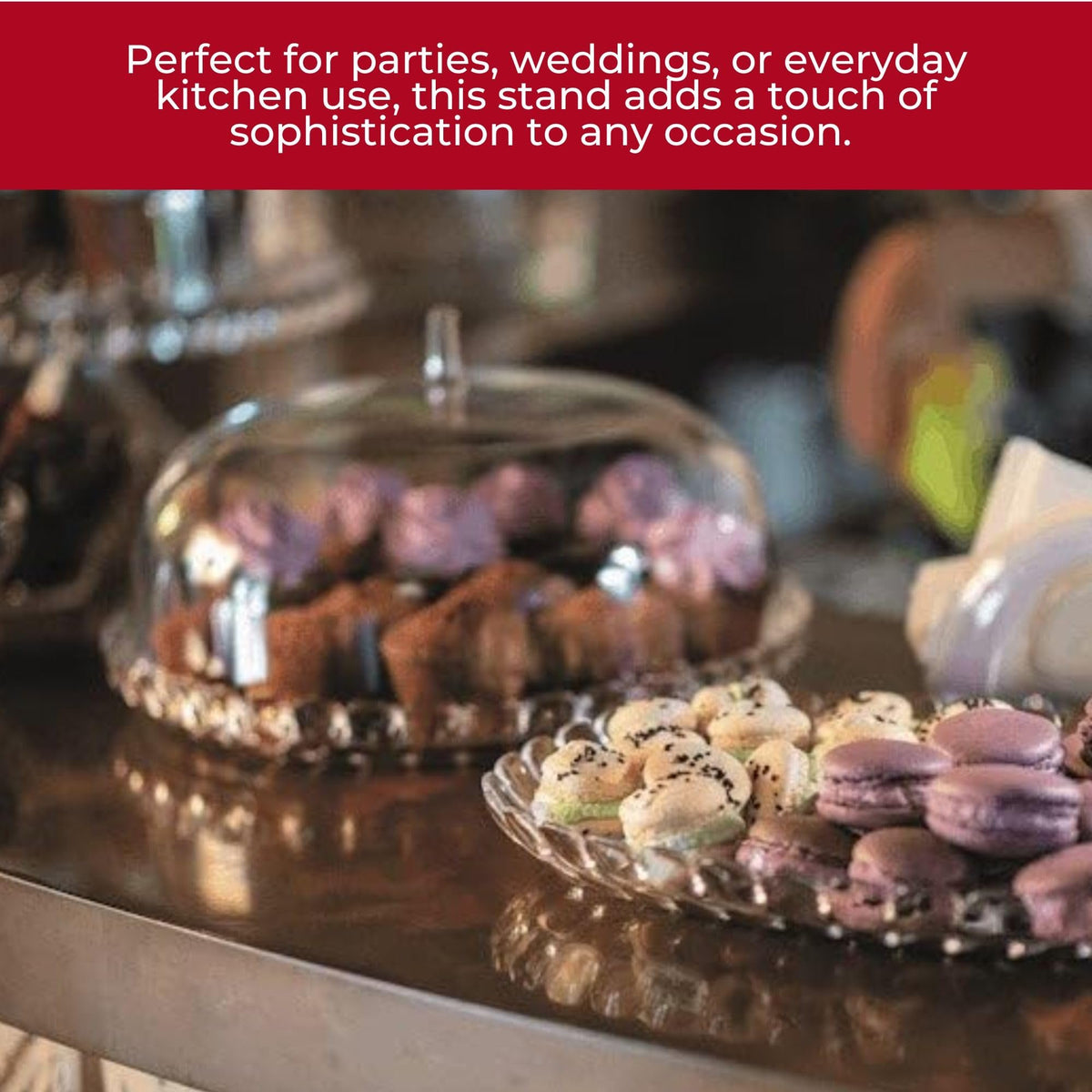 Guzzini Dolcevita Cake Stand (12") Mother of Pearl 100% Recycled Plastic Unbreakable Reusable BPA-Free