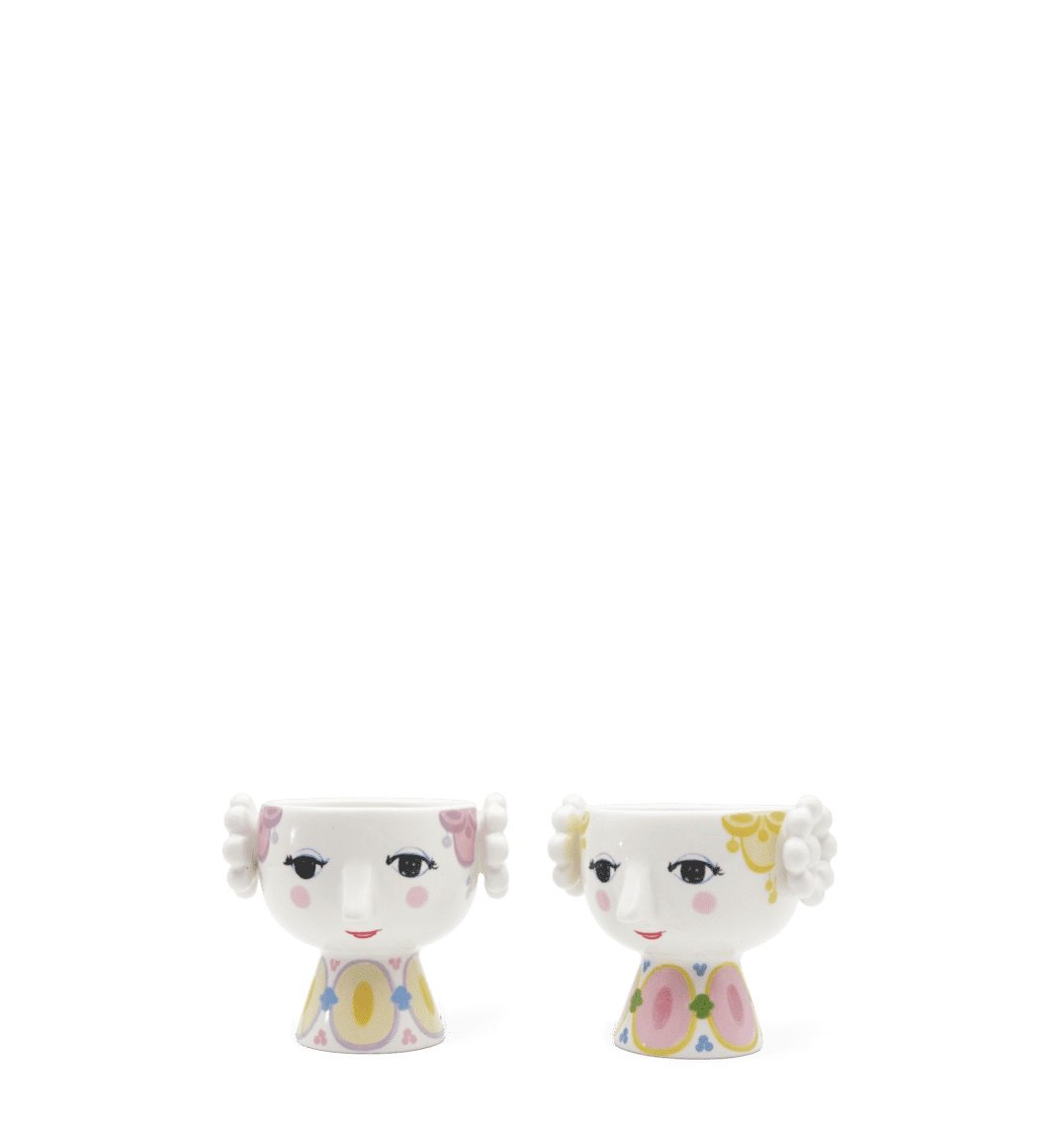 Scandinavian Eva Tealight Pair Yellow Lavender Hair