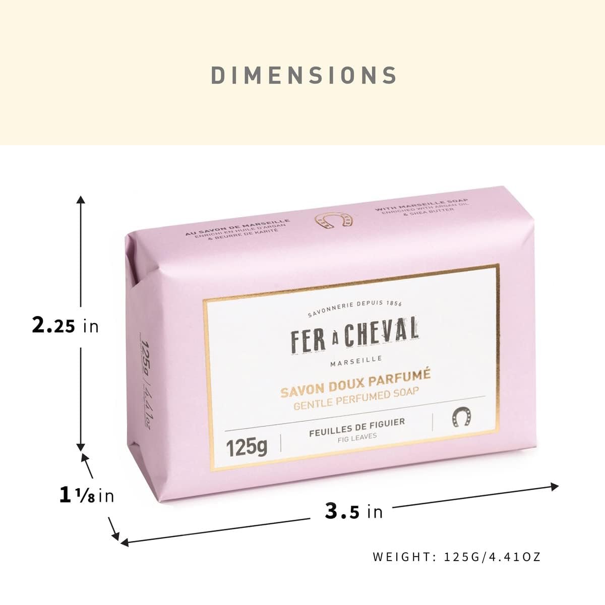 Fer à Cheval Natural Marseille Soap Bars, Pack of 2 - Gentle Perfumed Soap with White Tea & Yuzu Scent - Organic Bath Soap - Enriched with Shea Butter & Sweet Almond Oil, 125g Each