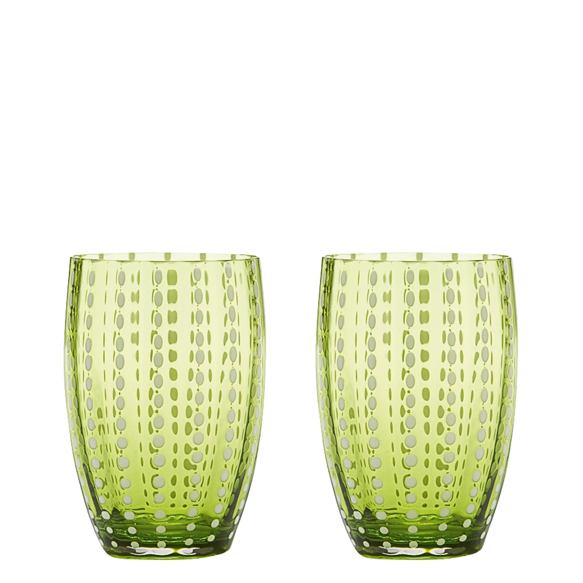 Zafferano Perle Glass Tumblers (10.8oz) | Set of 2 apple green