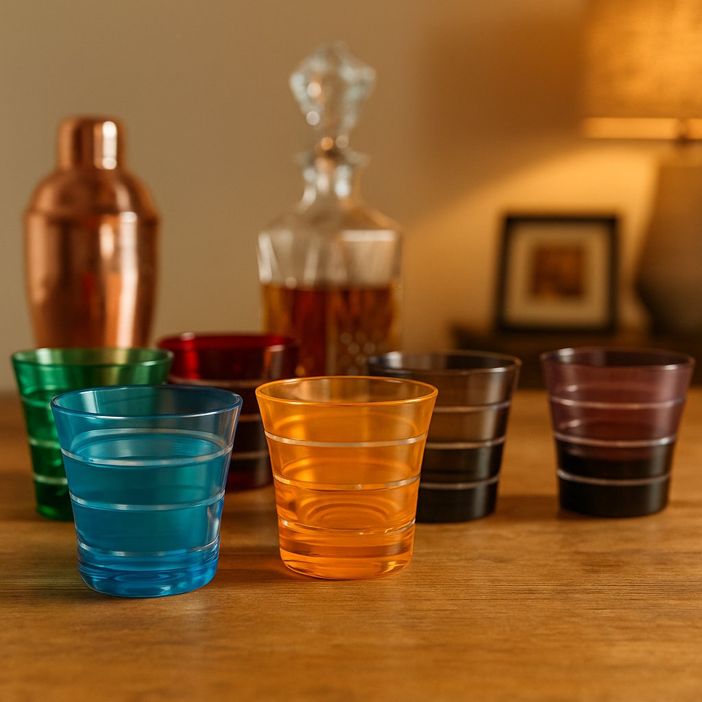 Mixed Color Whiskey Glasses Double Old Fashioned | Set of 6