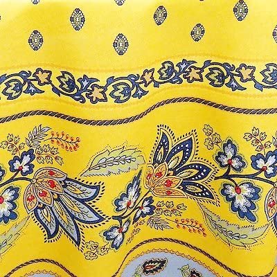 Le Cluny French Provence Tablecloth, 60" x 120" Rectangular, 100% Coated Cotton, Lisa Yellow, Easy Care