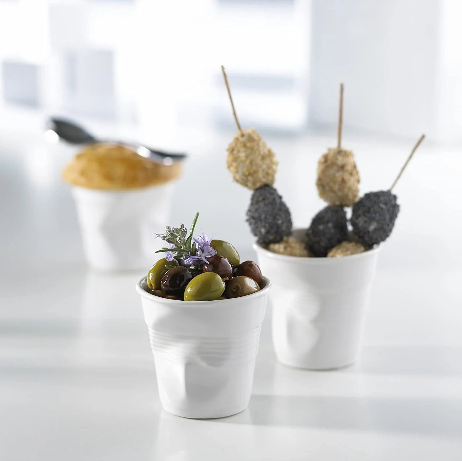 Froisses Crumple Espresso Tumbler Cup | Set of 6 | White