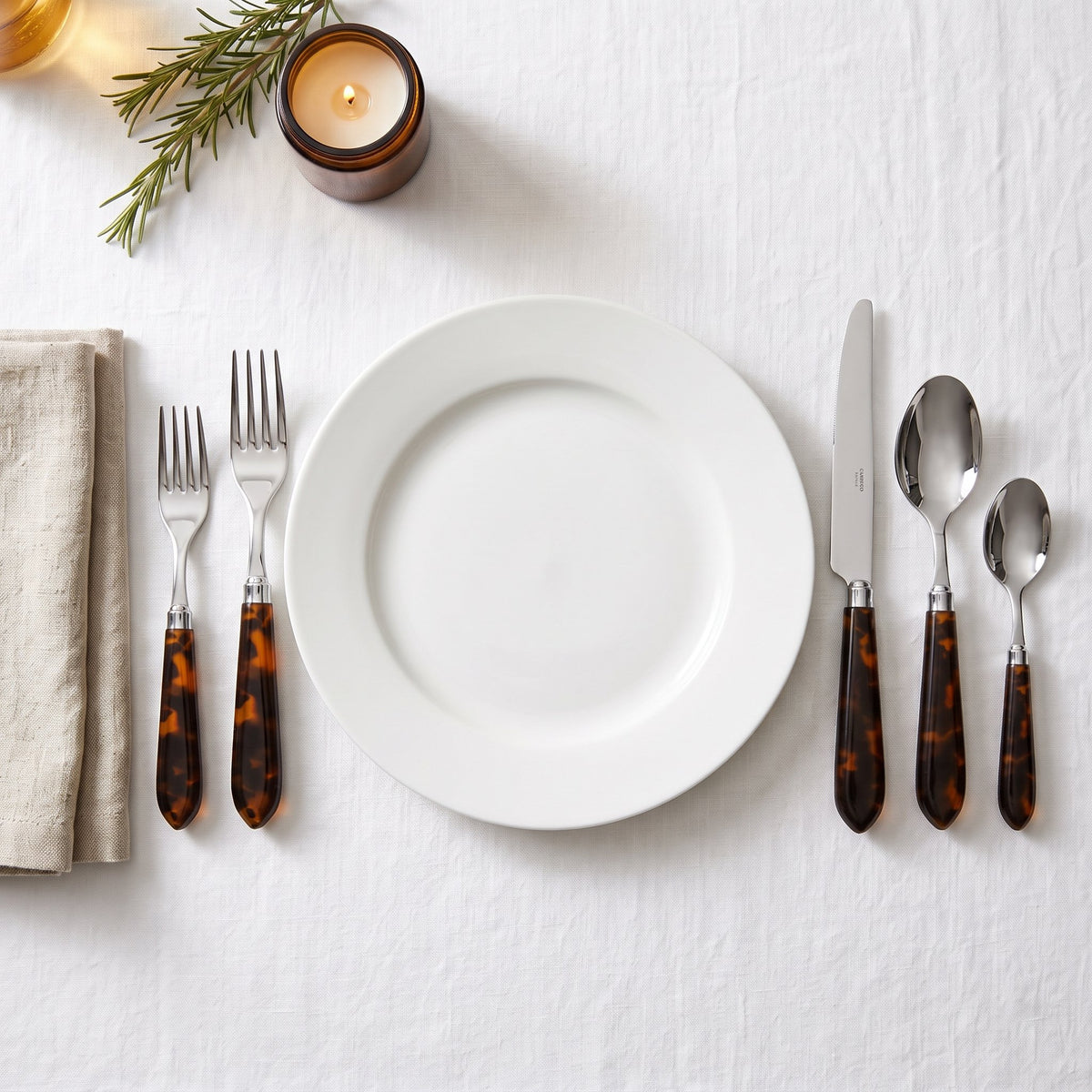 Capdeco Omega Tortoise 5-Piece Flatware Place Setting 18/10 Stainless Steel