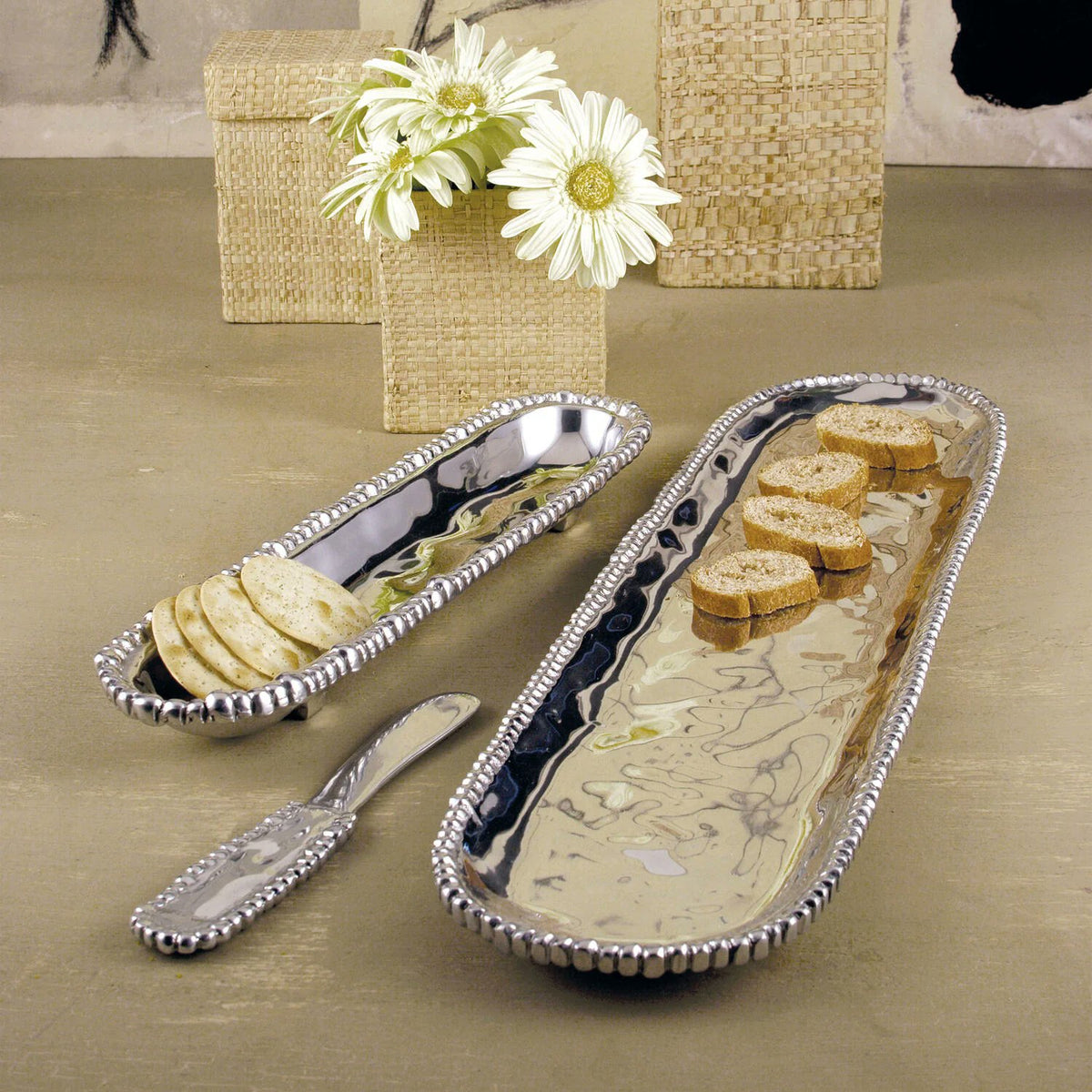 Beatriz Ball ORGANIC PEARL Cracker Tray | Aluminum Alloy | 12"