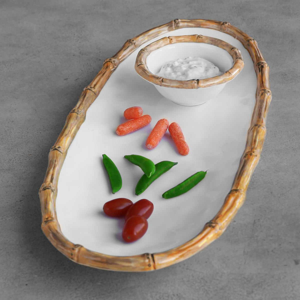 Beatriz Ball VIDA Bamboo Mini Dip Bowl | White & Natural | 5"