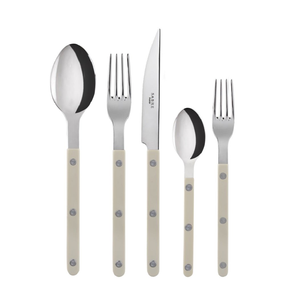 Sabre Bistrot Shiny Flatware Set 5 Pc Place Setting Light Kaki - Home Decors Gifts online | Fragrance, Drinkware, Kitchenware & more - Fina Tavola