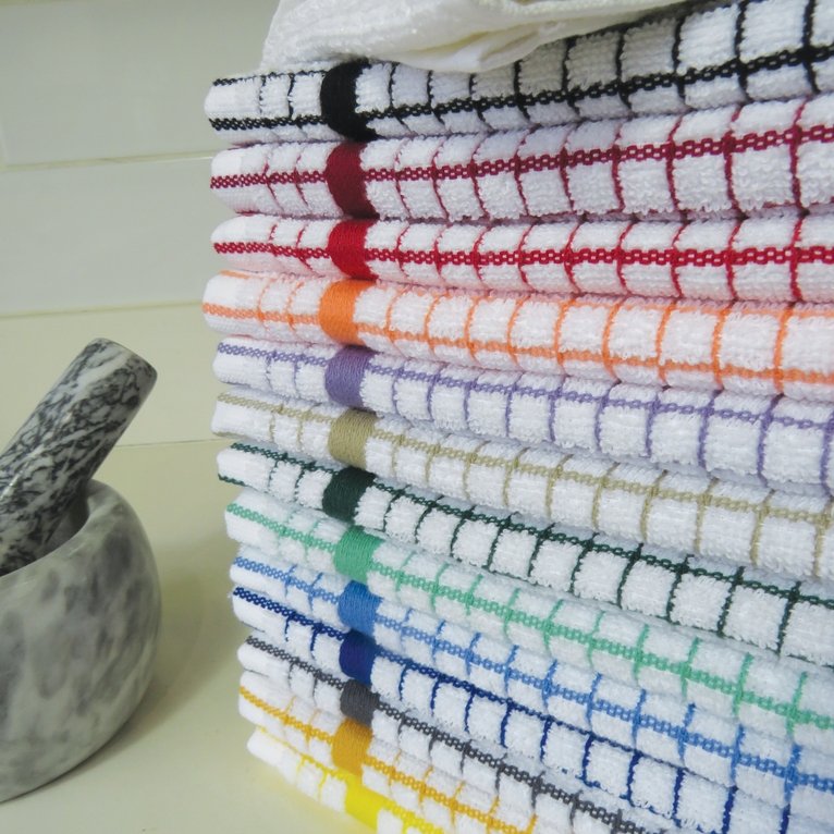 Poli-Dri Cotton Tea Towel Kitchen Linens Hunter Green 6-Pack White/Green by Samuel Lamont