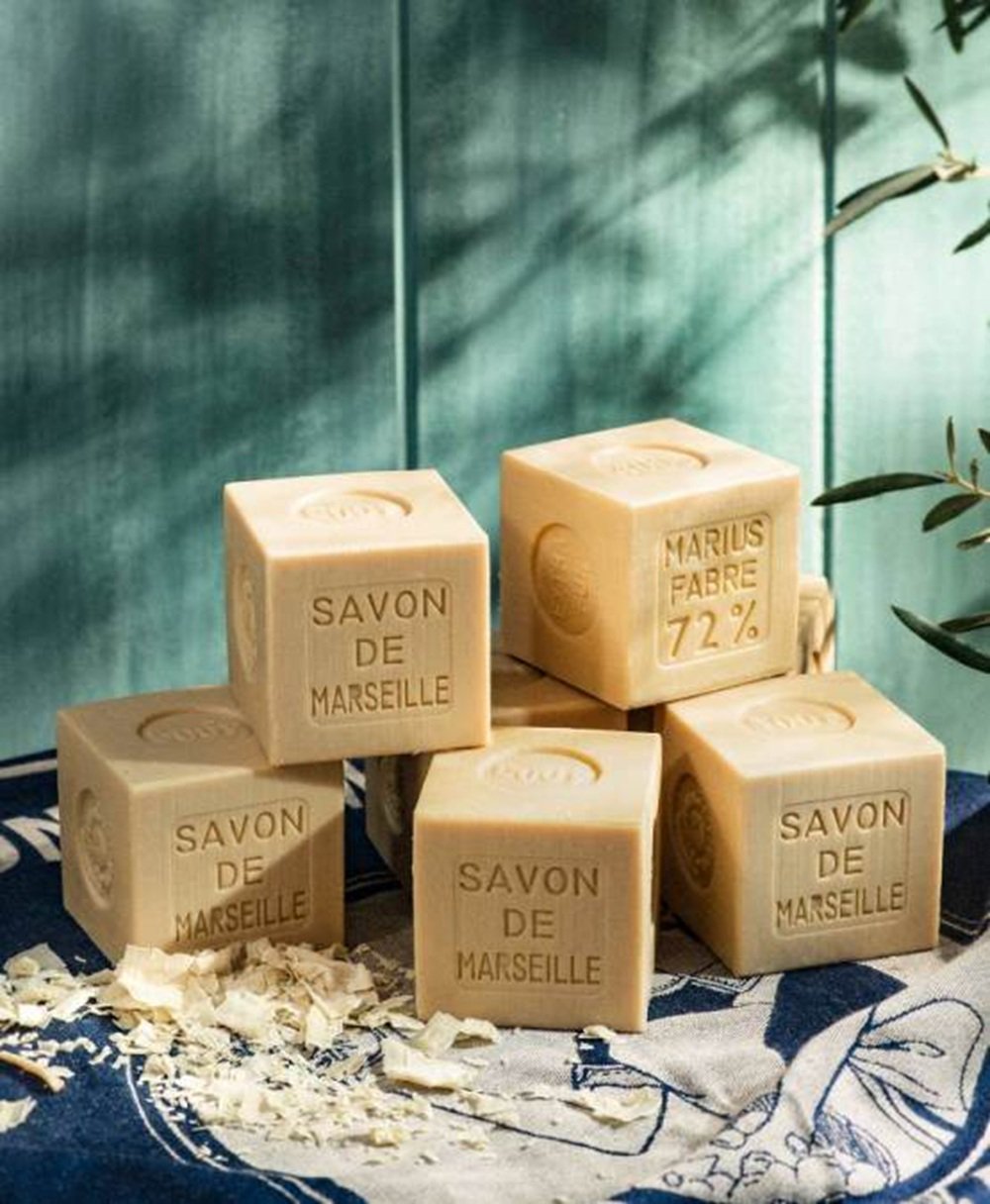 Marius Fabre Marseille Soap for the Laundry 400g (Set-2) , Palm Oil Free Vegetable Oil, Cube No-Packaging