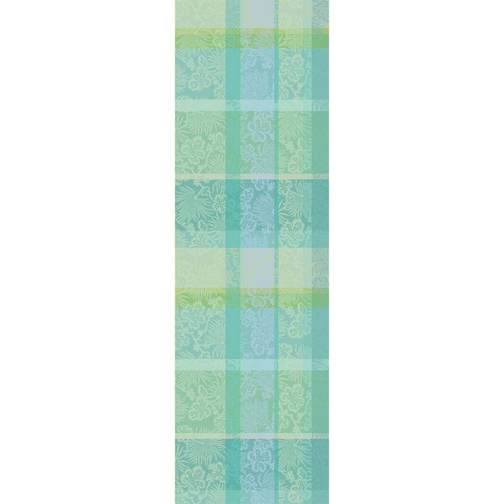 Garnier-Thiebaut Mille Venusta Aqua Tablerunner 71"X22", 180Cmx55Cm, 100% Cotton