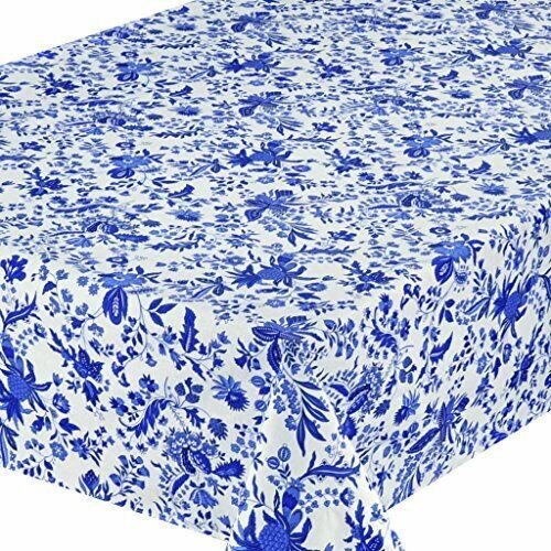 Le Cluny Versailles Blue & White Coated Provencal Tablecloth | Easy-Care Cotton | Multi-Size