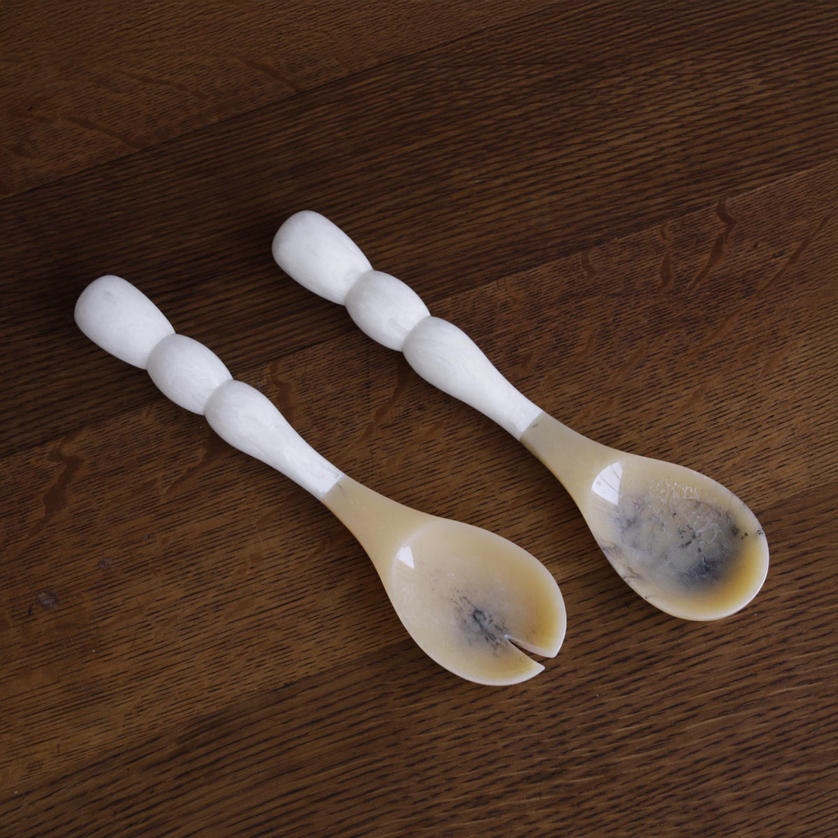 Beatriz Ball RESIN Rio Bubble Salad Servers white translucent resin on white background
