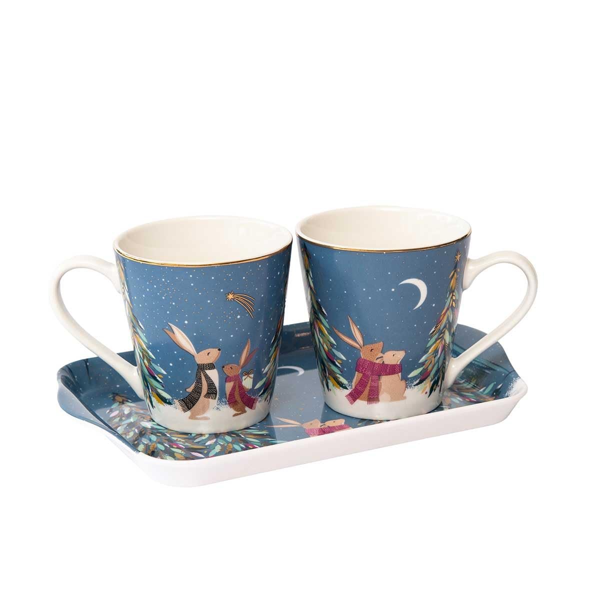 Sara Miller London Woodland Tales Mug & Tray Set, French Blue