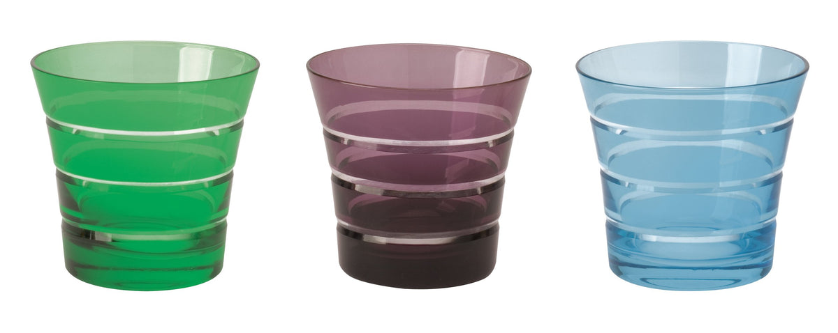 Multicolor Whiskey Glass Set | Hand-Cut Crystal Barware (Set of 6, 8oz) | Modern French Drinkware – Elegant Mouth-Blown Glasses, Gift-Boxed