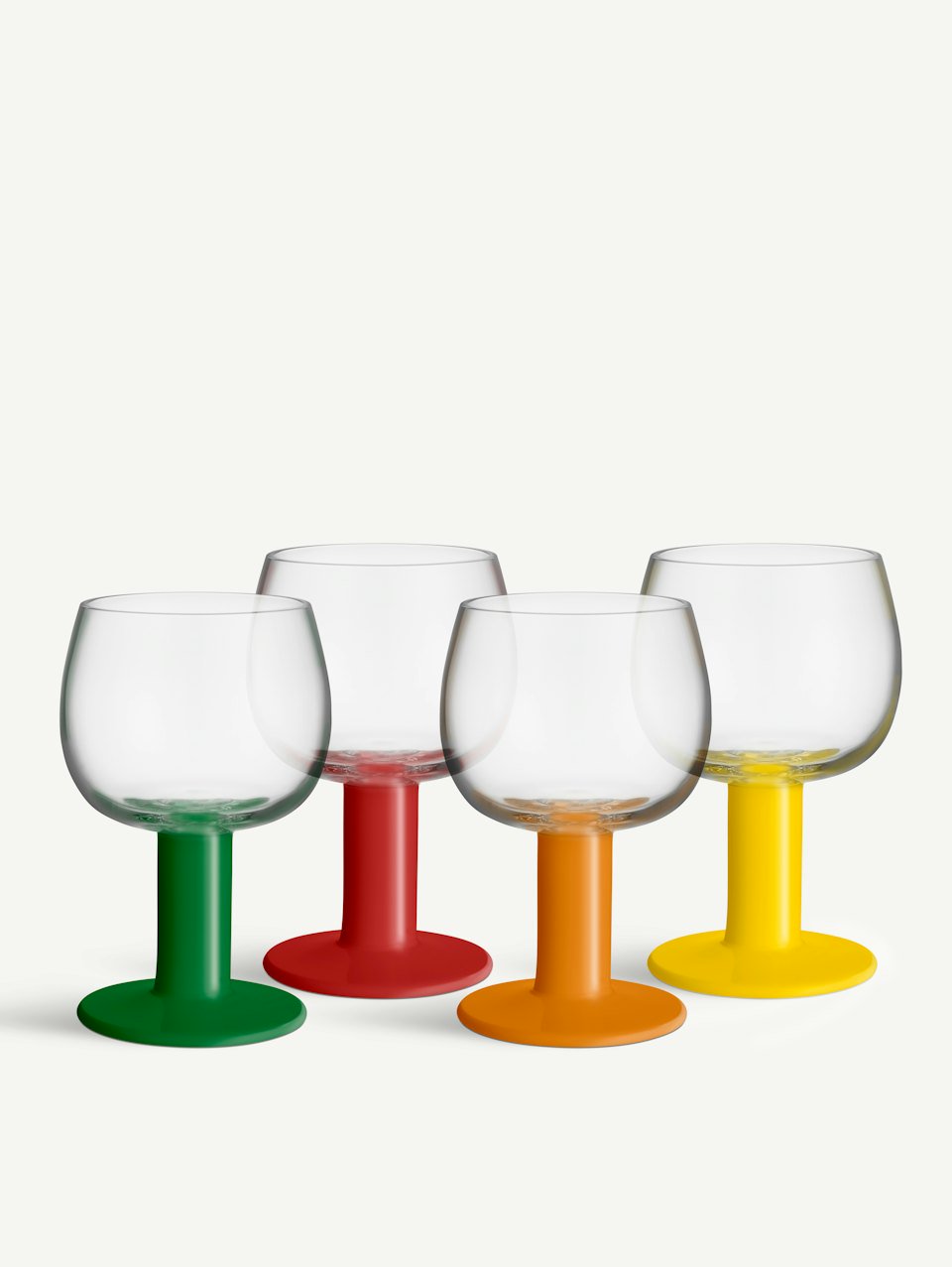 Kosta Boda Fars Glas Mixed Color Drinking Glasses Set of 4, 13.5 oz Swedish Design Glassware