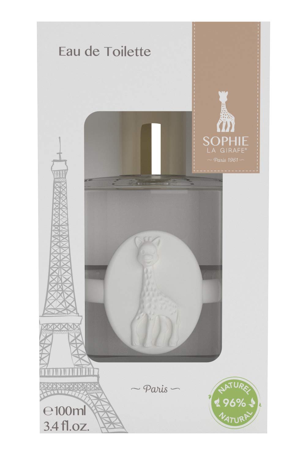 Sophie la Girafe Eau de Toilette 100ml – Gentle Fragrance for Mothers and Children (over 5 years) – 96% Natural Ingredients – Vegan – Made in France – With Soothing Teething Ring | Lemon Peach and Orange Blossom Scents