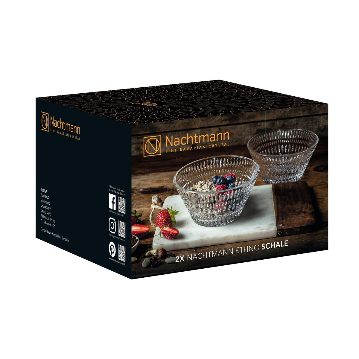 Nachtmann Ethno Set-2 Bowls Crystal Glass 6.5"D Serveware