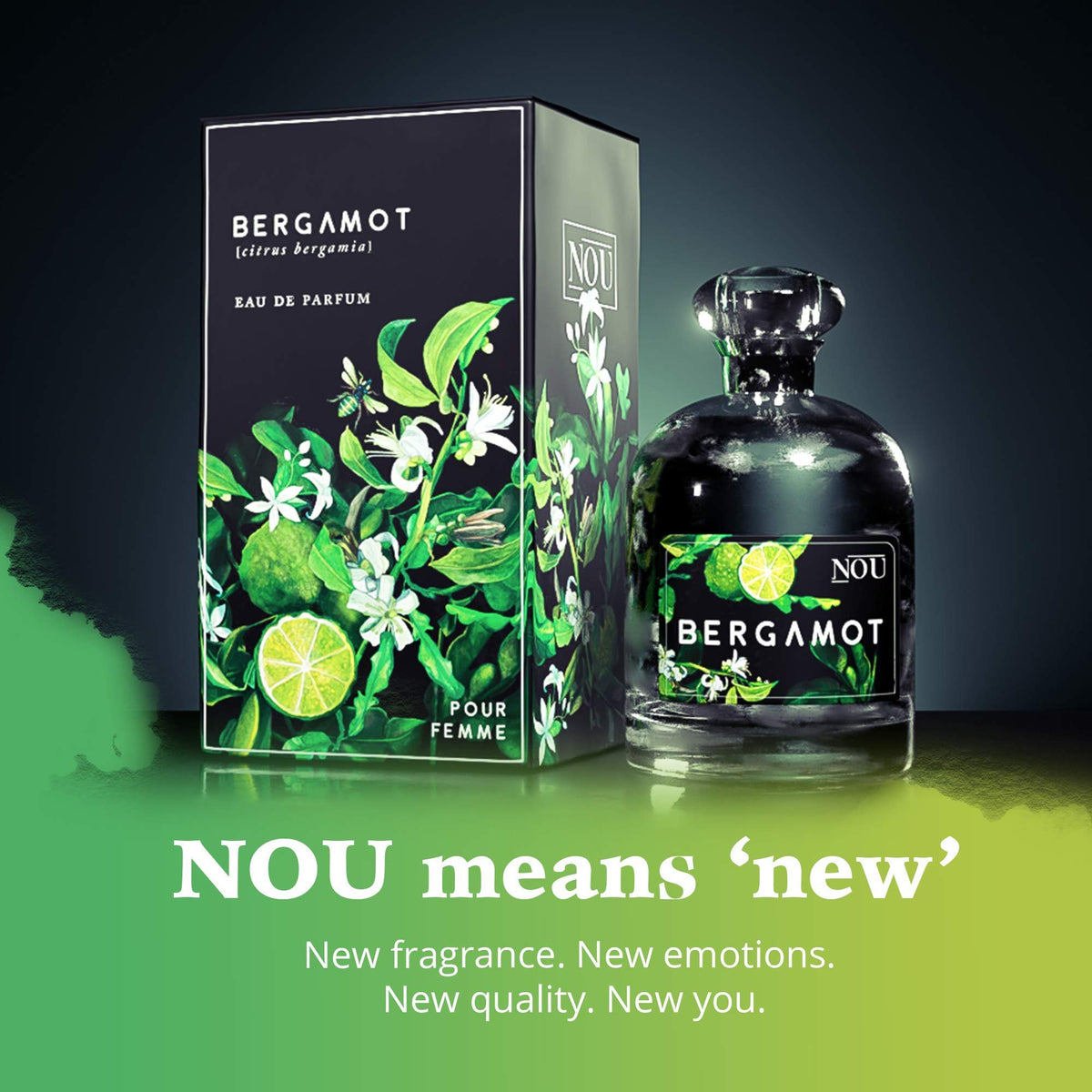 NOU Bergamot Perfume – Citrus Perfume – Natural Perfume for Women with Essential Oils – Fresh Smelling Perfume with Citrus and Musk Notes Bergamot Perfume for Women 1.7 fl oz EDP