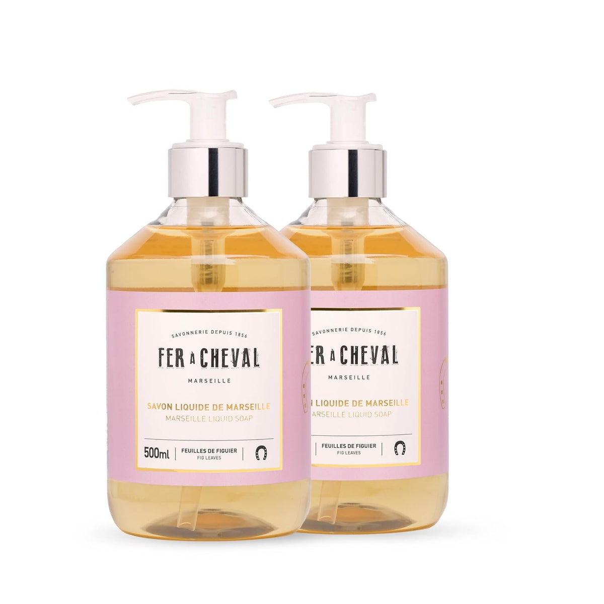 Fer a Cheval Marseille Liquid Soap Set of 2 Seaside Citrus Fig Leaves Honey Almond France