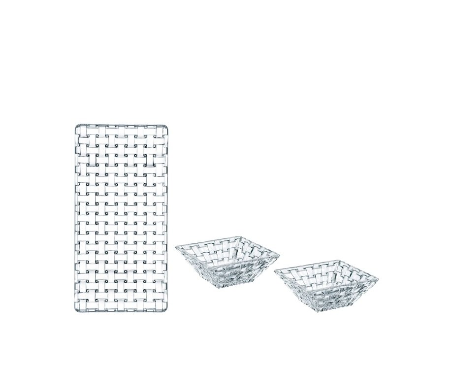 Nachtmann Bossa Nova Crystal 3 Piece Serving Set | Platter & Bowls
