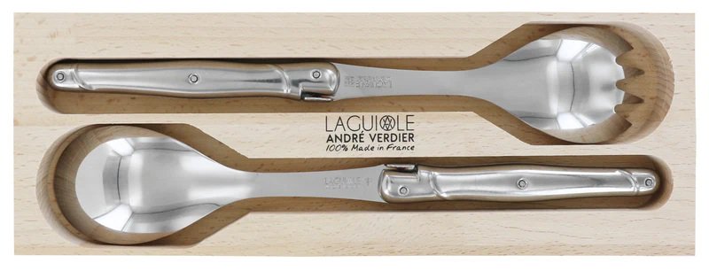 Laguiole Andre Verdier DEBUTANT INOX 2 pc salad set - Mirror finish - In box - Stainless Steel