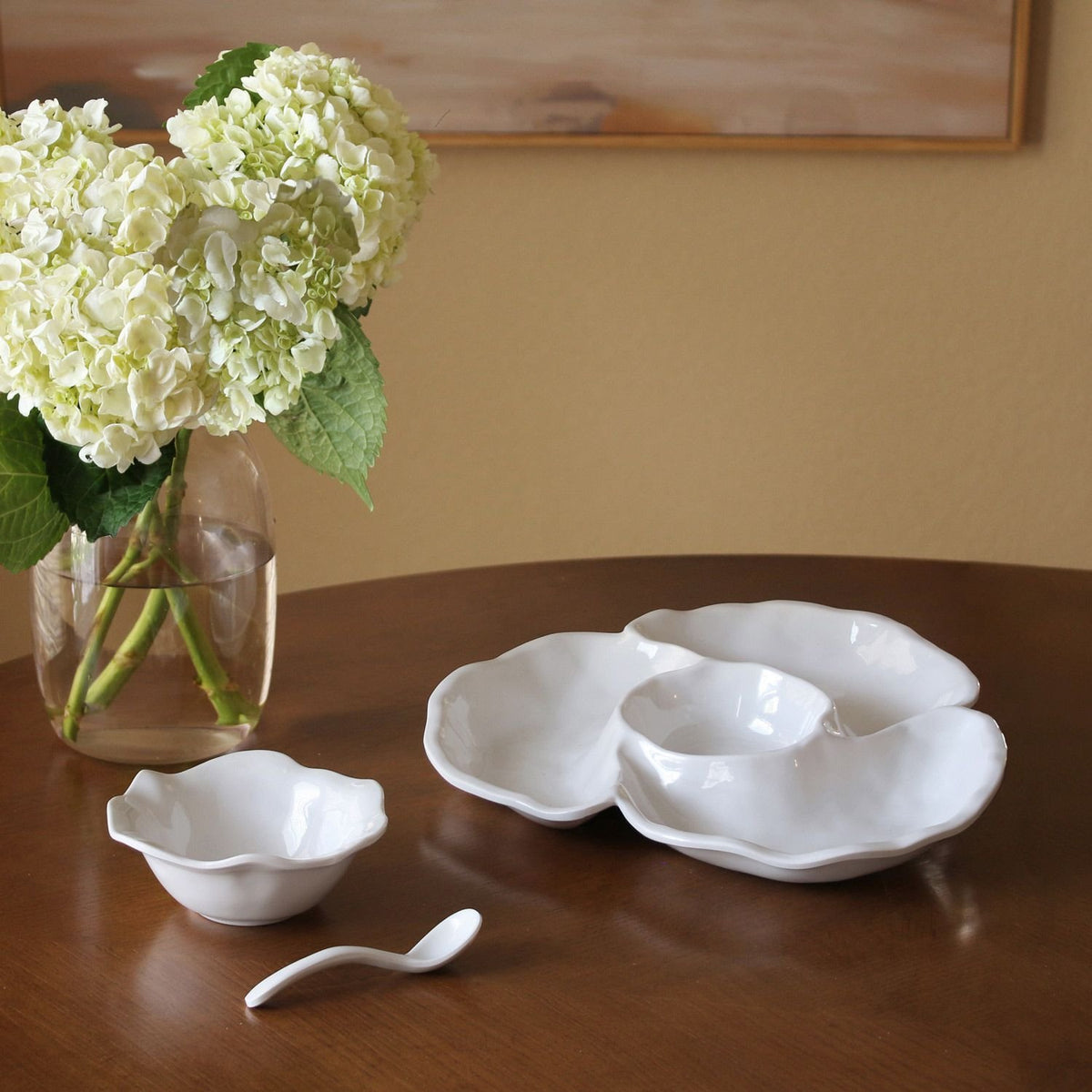 VIDA Havana Triple Dip Platter in White Melamine | 12"
