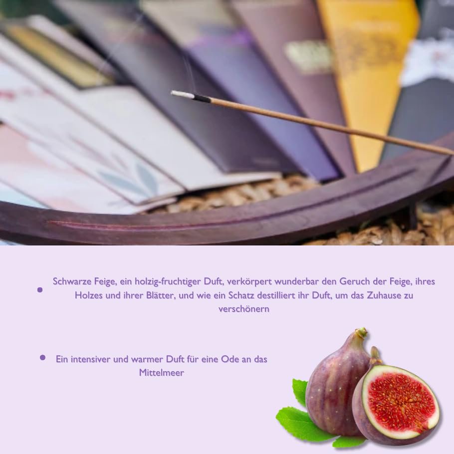 Esteban Bamboo Figue Noir Sticks | 20 Incense Sticks Natural Traditionally Made Vegetal Binder Colorant Free | BLACK FIG