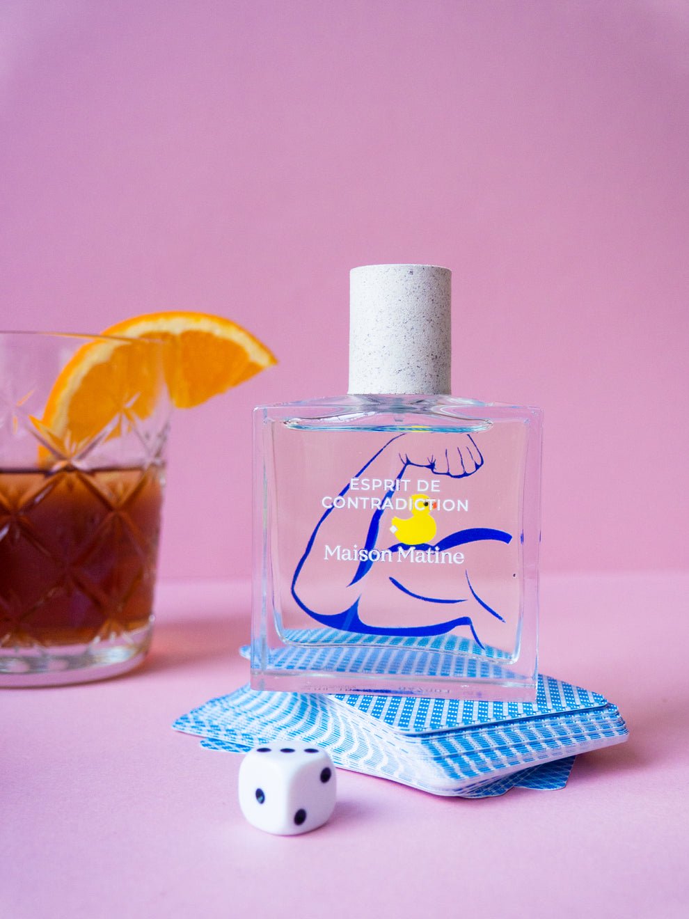 Maison Matine Esprit de Contradiction bottle, graphic illustrated design