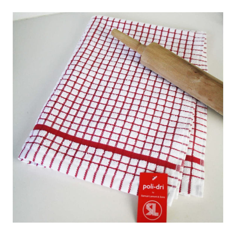 Samuel Lamont Poli-Dri Cotton Kitchen Tea Towel | Set of 6 | Red