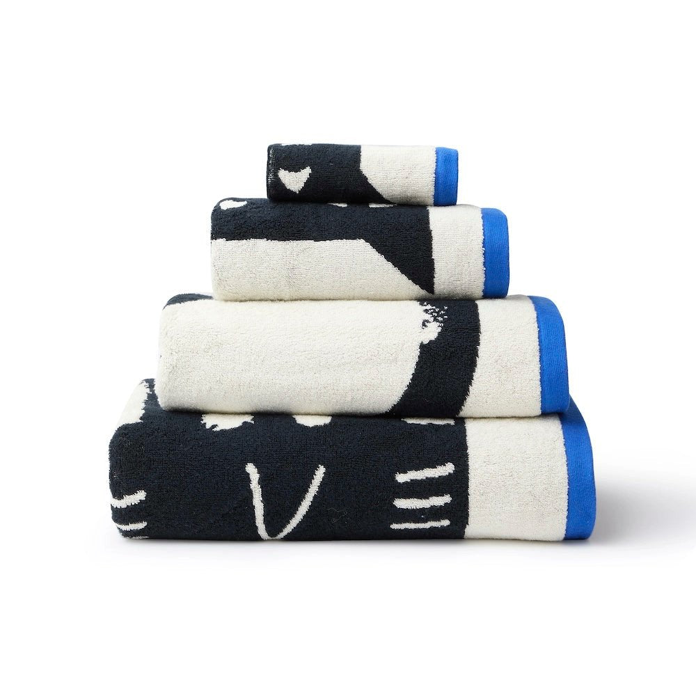Donna Wilson Lazy Cat Towel | Soft Jacquard Cotton Towels – Fina