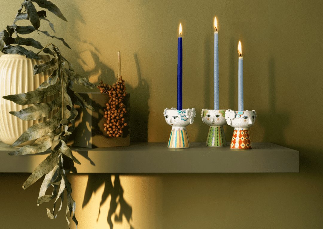 Eva Multicolor Porcelain Candleholder Whimsical Design