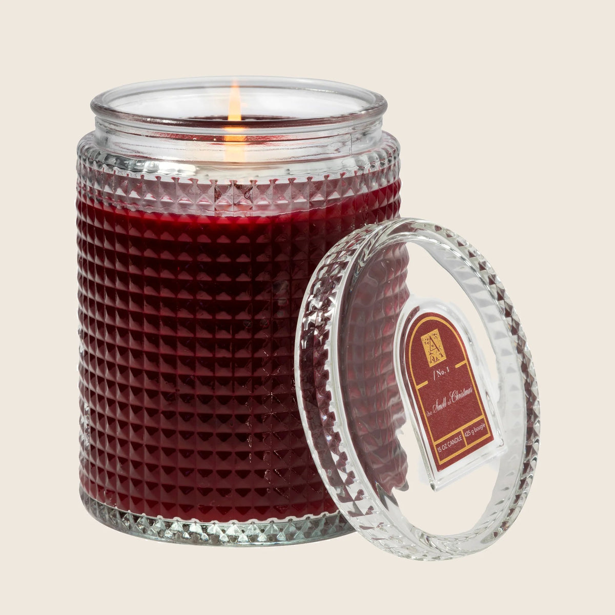 Scented Candle in Textured Glass with Lid | Smell of Christmas