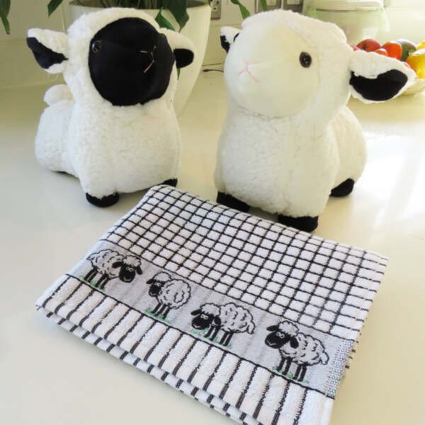 Samuel Lamont Poli-Dri Jacquard Cotton Kitchen Tea Towel | Set of 2 | Black Sheep